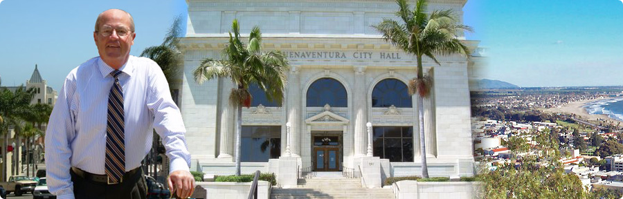 Paul Larson standing in front of Ventura City Hall